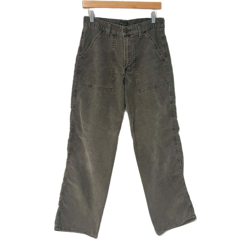 VTG Abercrombie & Fitch Corduroy Pants Women 4 Faded Olive Green Y2K 90s USAmade